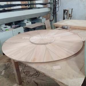 Top table motif bintang dari veneer mahogany